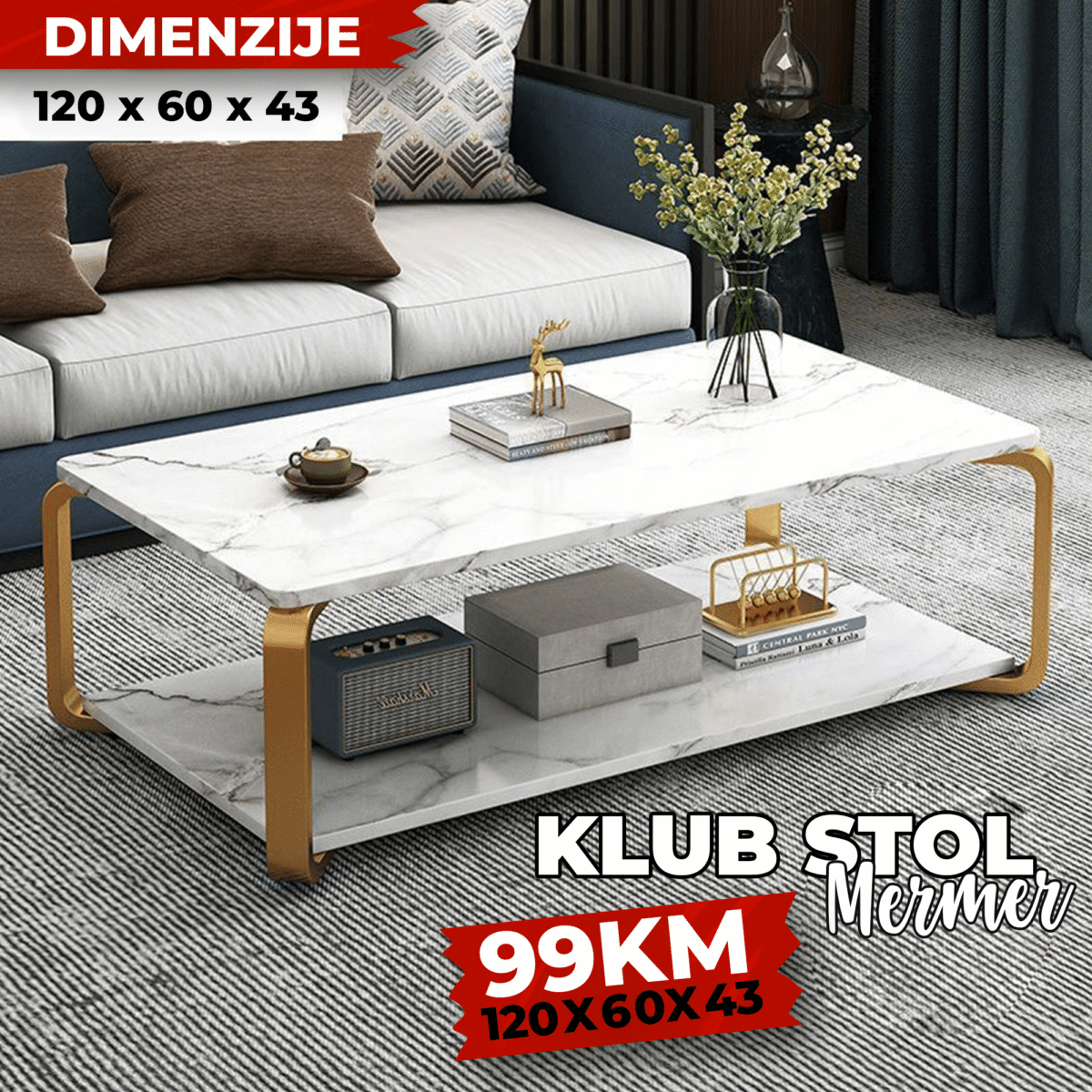 Klub Stol Mermer Gold - Image 3